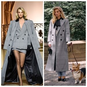 New Retrofete Charlene Double Breasted Checkered Pattern Coat XS NWT